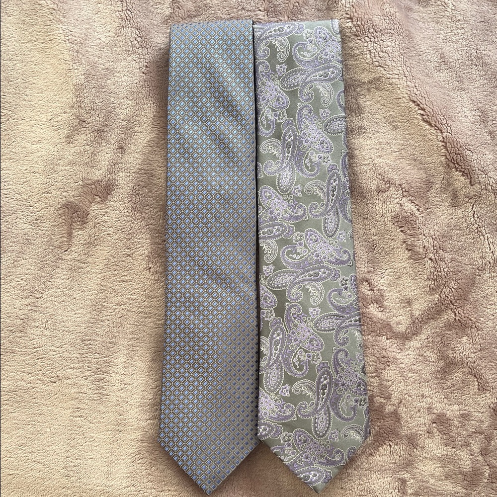 Michael Kors Periwinkle and Gray Paisley and Geometric Ties